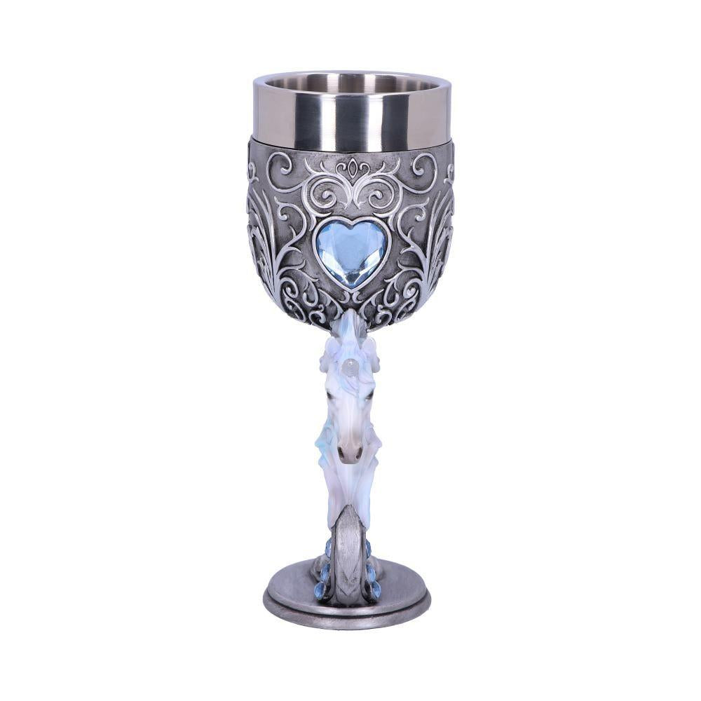 Enchanted Hearts Unicorn Goblets (Set of 2) - Twin Heart Shaped Mystical Cups 18.5cm