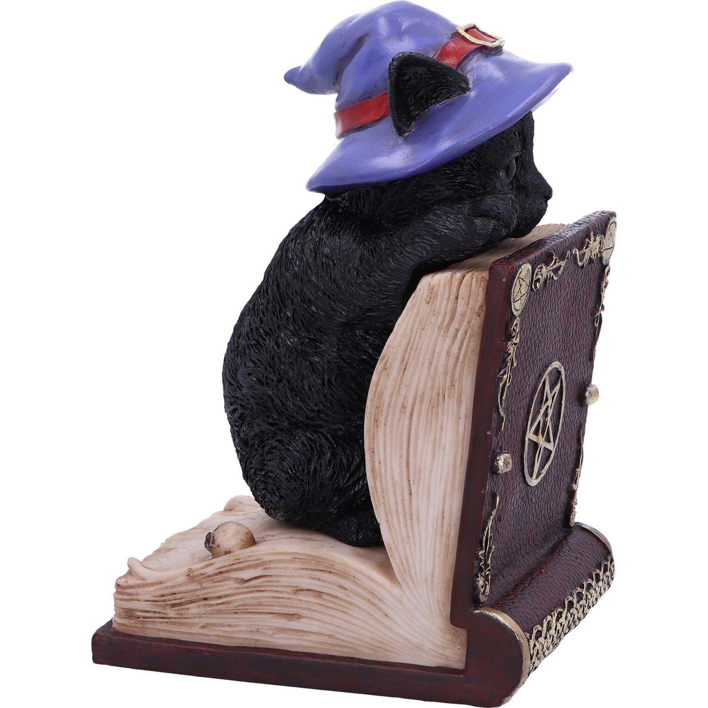 Mystical Witch Cat Bookend Figurine Gothic Spell Book Pagan Fantasy Ornament Decor