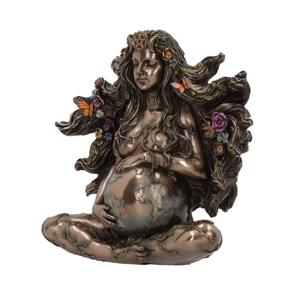 Gaea Mother Earth Goddess Bronze Figurine Pagan Wiccan Nature Spirit Statue