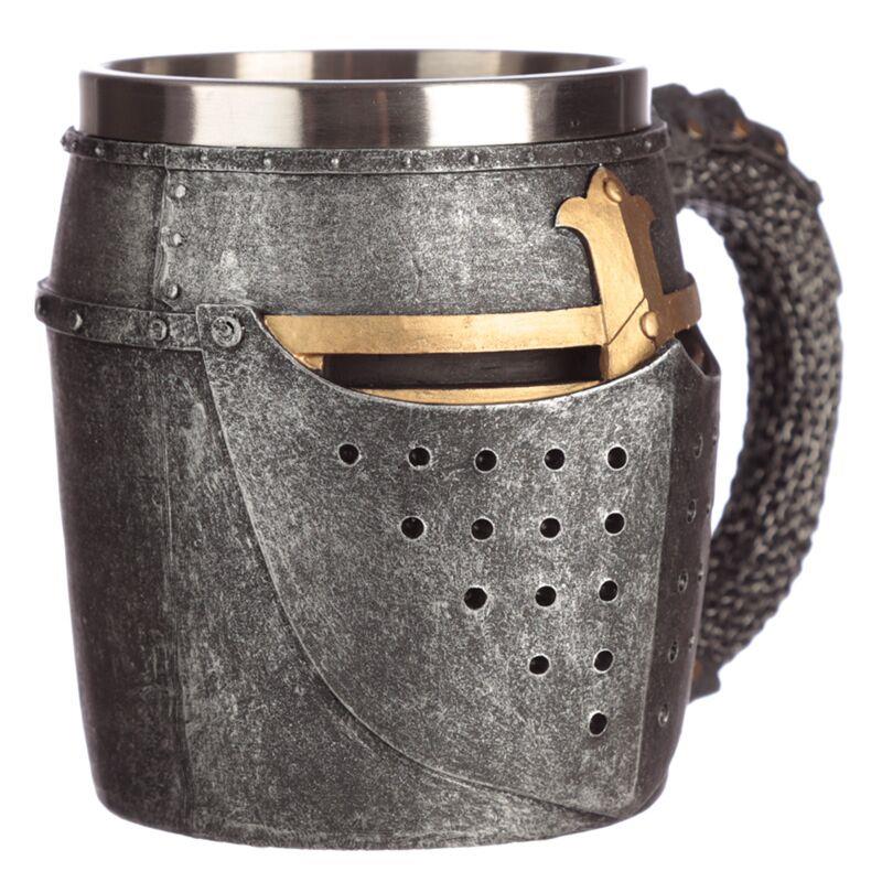 Medieval Knight Helmet Mug | Gothic Tankard with Stainless Steel Insert 11cm