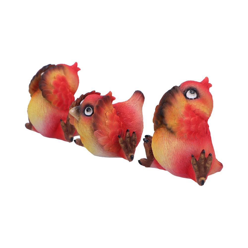 Three Wise Comical Birds Figurines See Hear Speak No Evil Wisdom Ornaments