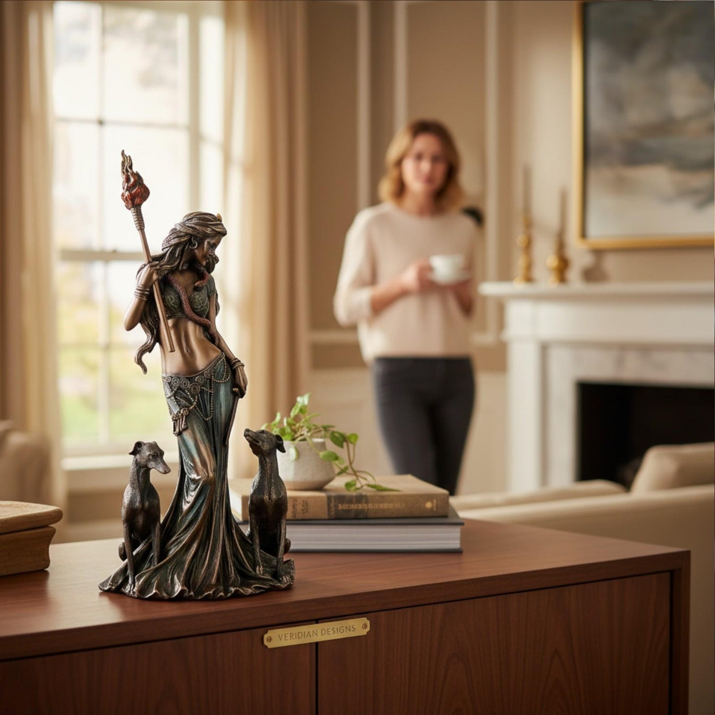 Hekate Goddess Statue Greek Mythology Pagan Wiccan Witchcraft Figurine Triple Moon Deity Decor