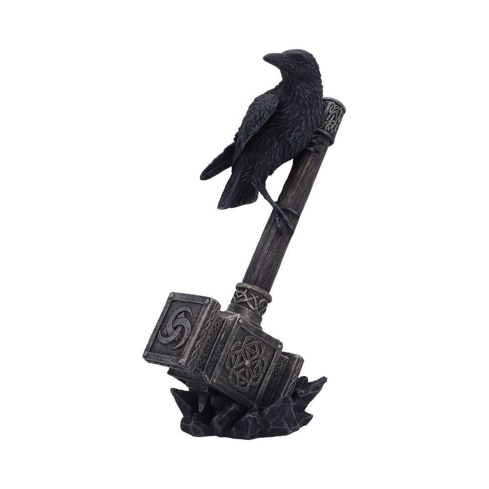 Thor's Hammer with Raven Viking Figurine Norse Mythology Valhalla Statue 23cm