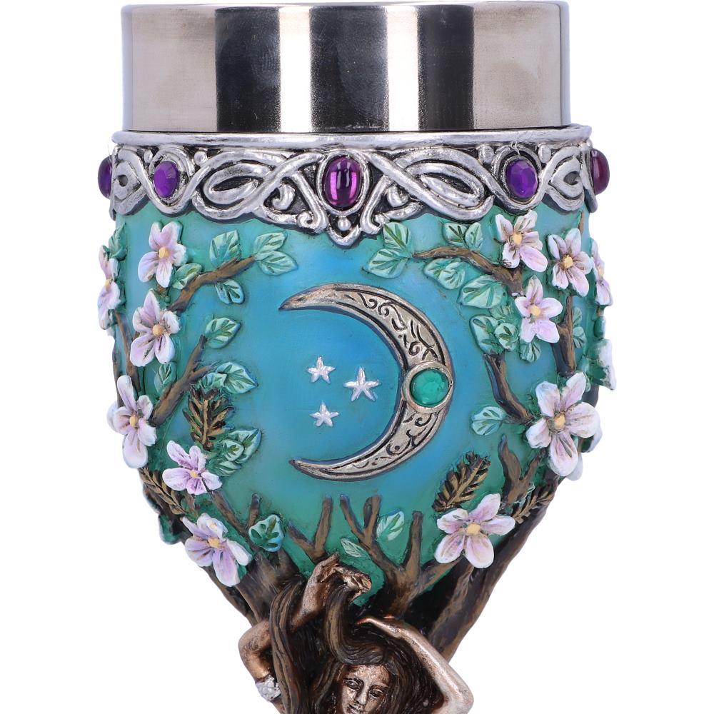 Triple Moon Goddess Maiden Goblet Chalice Wiccan Pagan Celtic Altar Drink Cup