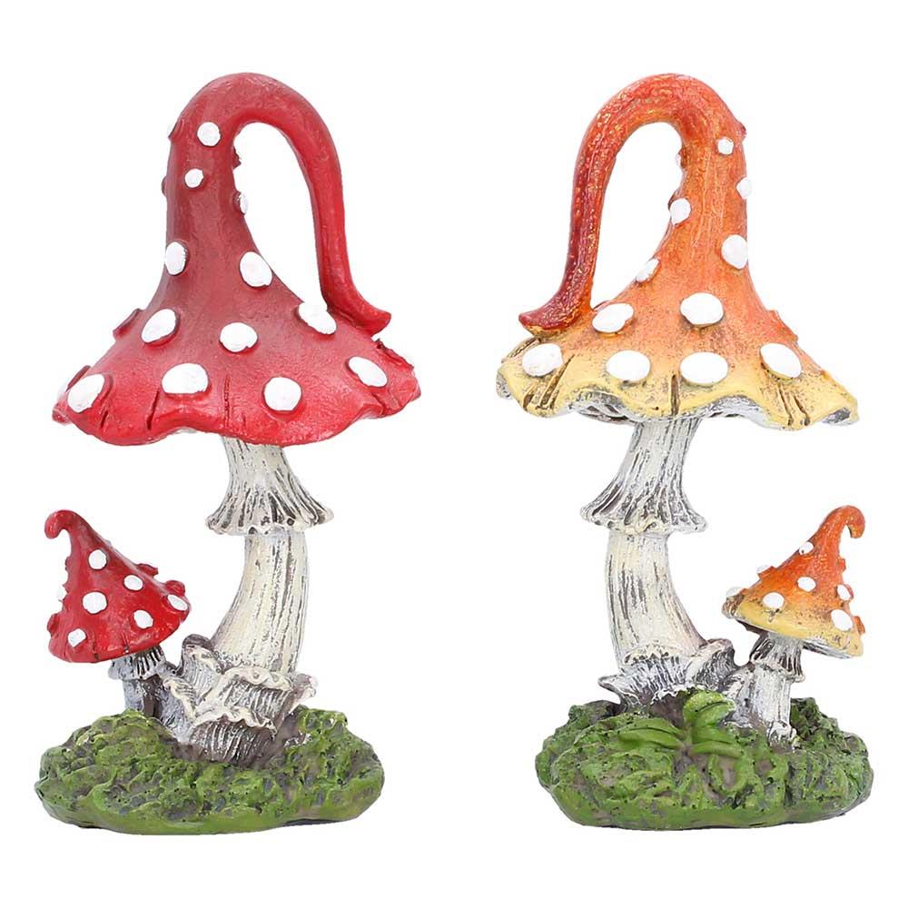 Whimsies Mushroom Figurines Set Fairy Mythical Ornament Toadstool Decor Art