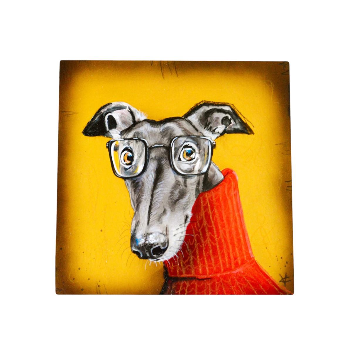 Derek Greyhound Dog Ceramic Tile by VICTORIA COLEMAN | 20x20cm Wall Art Tile | Unique Home Decor-Osiris Craftworks