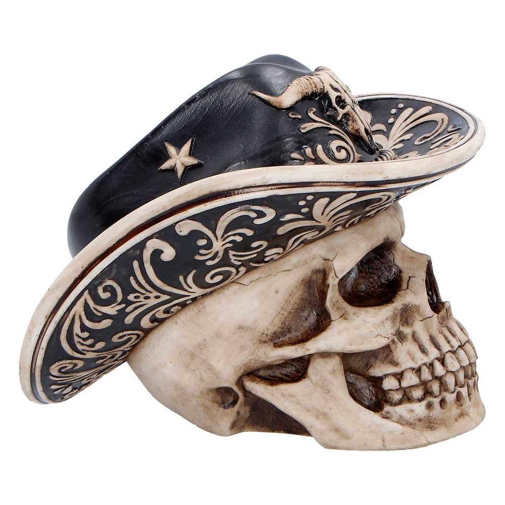Cowboy Skull Statue Figurine Ornament Sculpture Wild West Gothic Home Decor