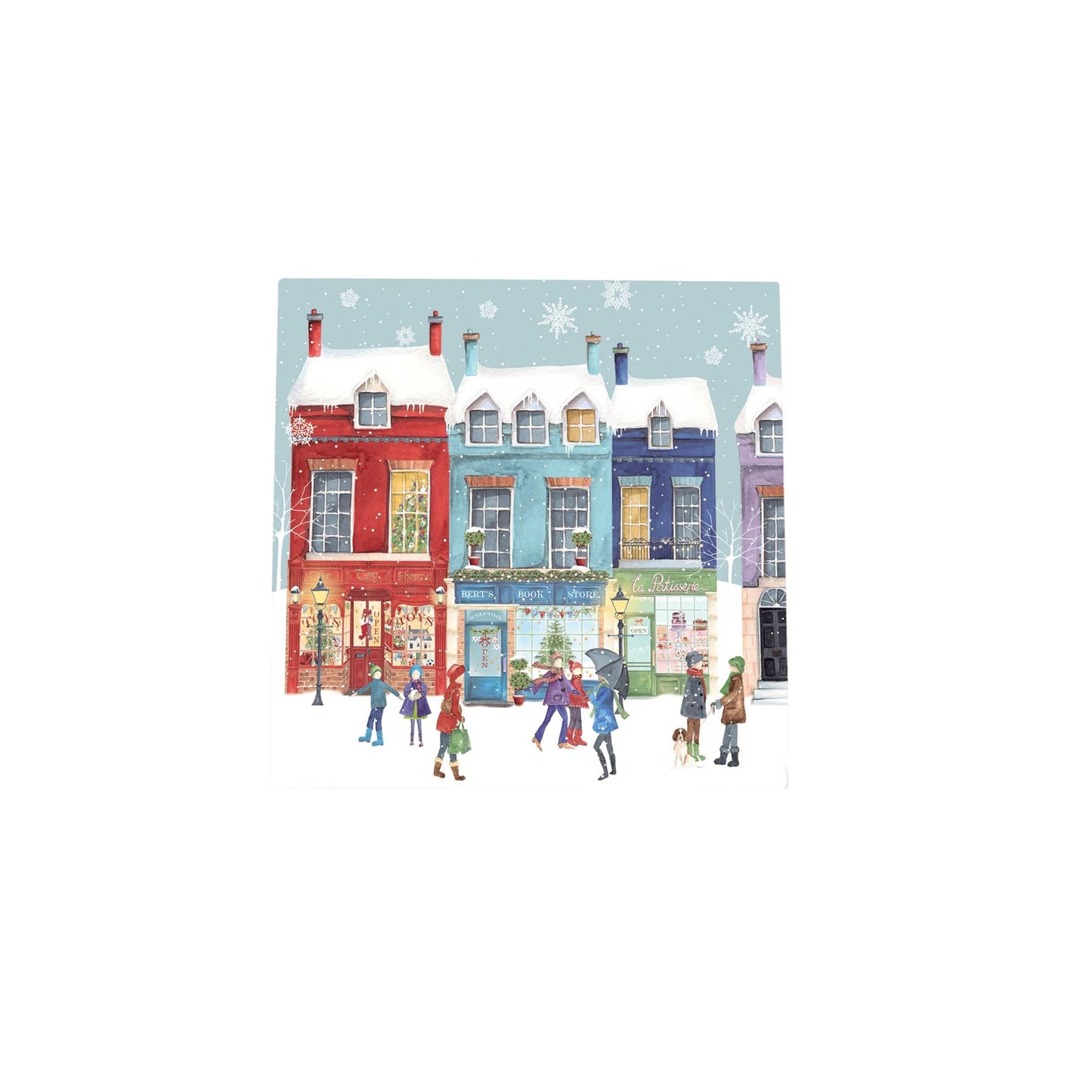 Christmas Shopping Ceramic Art Tile by K.T. Bentley - 20x20 cm - Ready to Hang - Perfect Gift