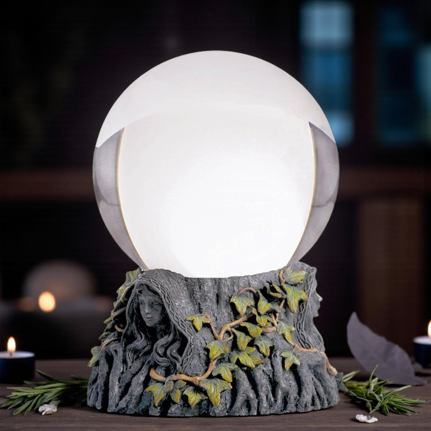 Crystal Ball Stand Maiden Mother Crone With Ball