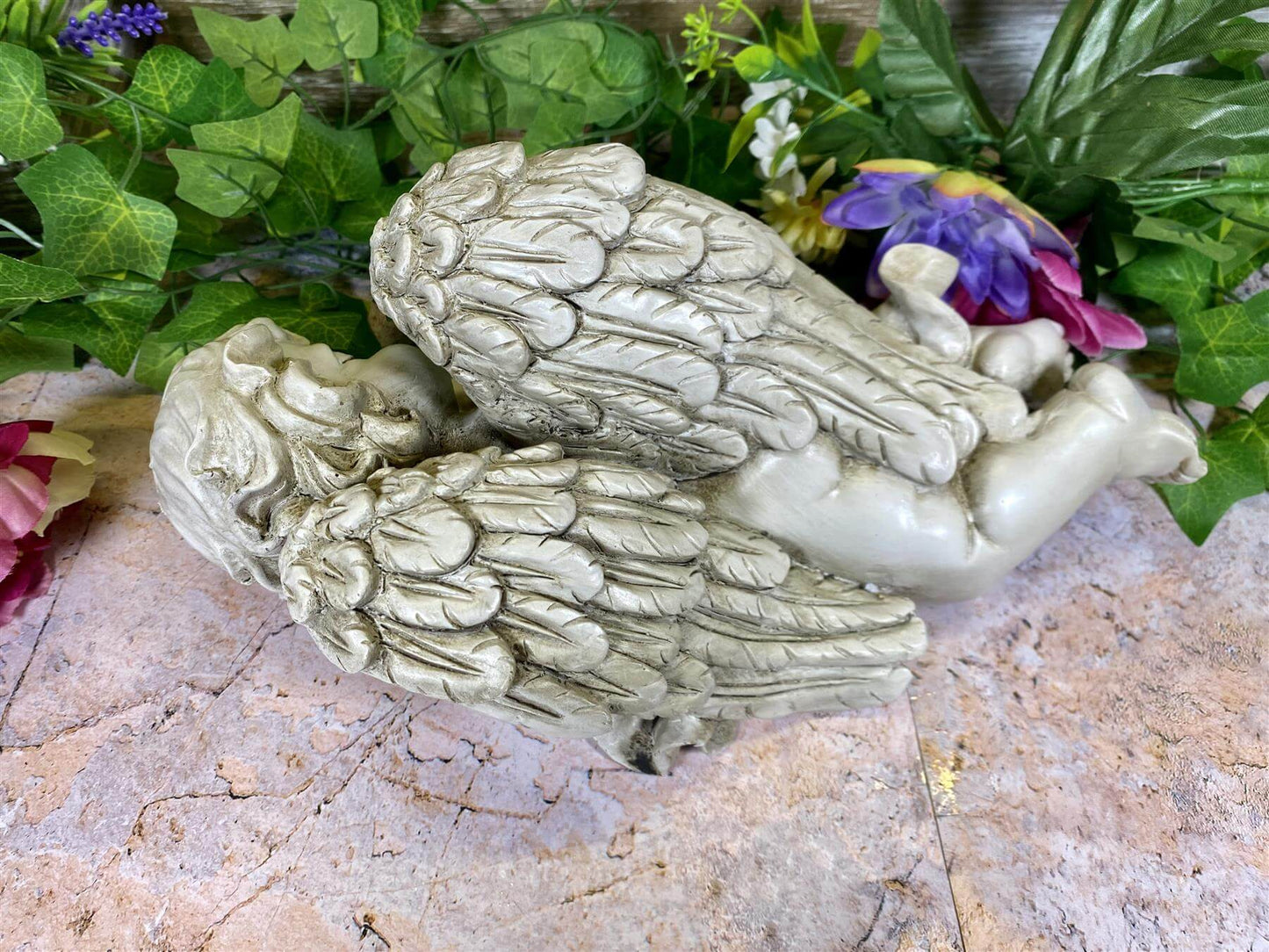 Sleeping Cherub Resin Statue, Angelic Memorial Sculpture, Peaceful Grave Decoration, Garden Angel, Serene Cemetery Art