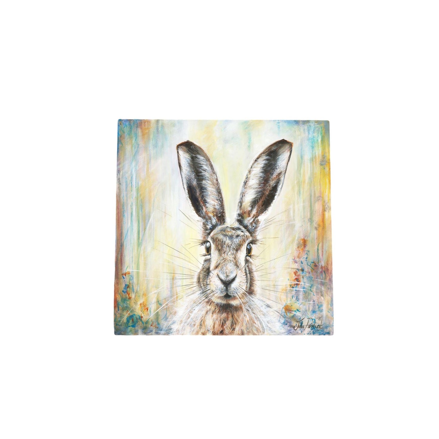 LONE DANCING HARE Ceramic Art Tile by Pankhurst Gallery 20x20 cm Ready to Hang Home Decor