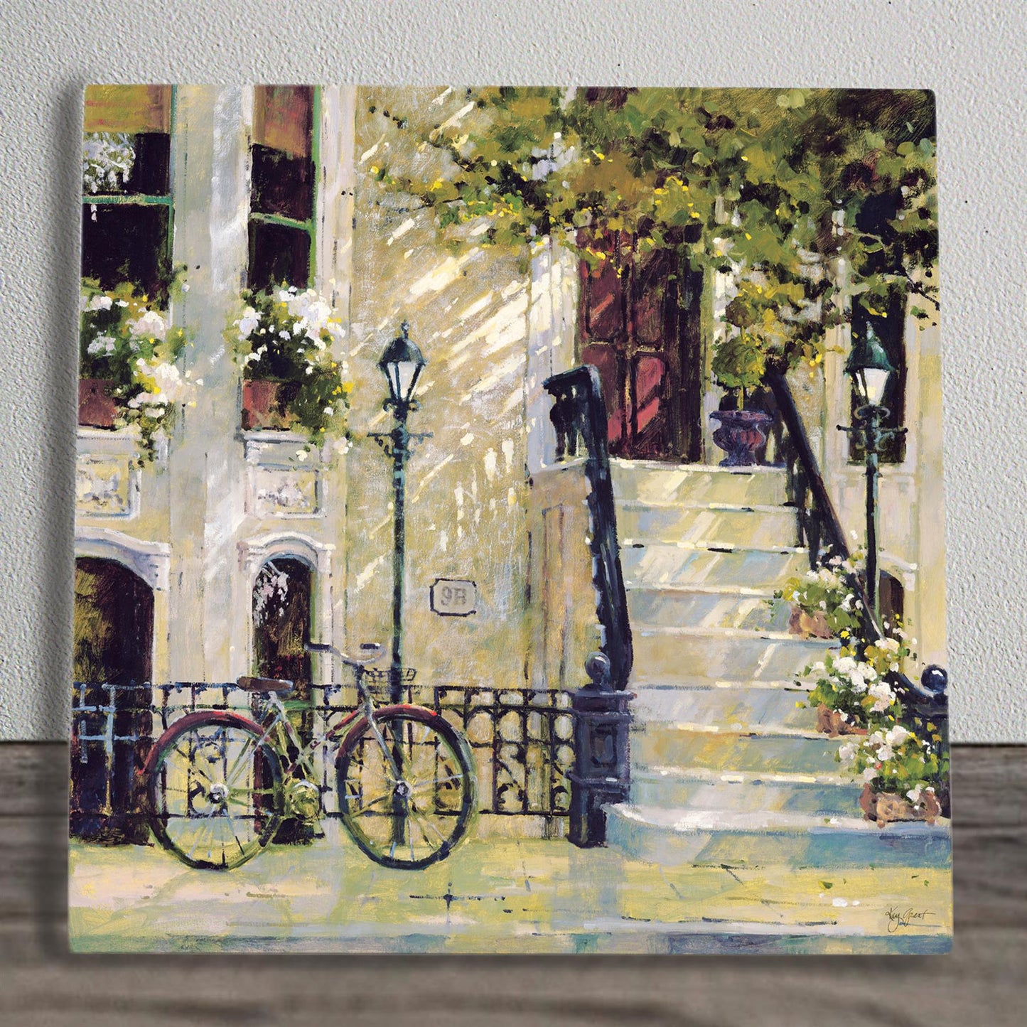 FLORAL STAIRCASE Ceramic Art Tile K Grant 20x20cmDecorative Wall Art  Ready to Hang | Unique Home Decor