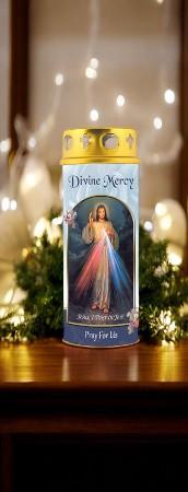 Divine Mercy Candle with Windproof Cap - Height 16.5 cm | Prayer Candle | Jesus I Trust In You | Catholic Devotional