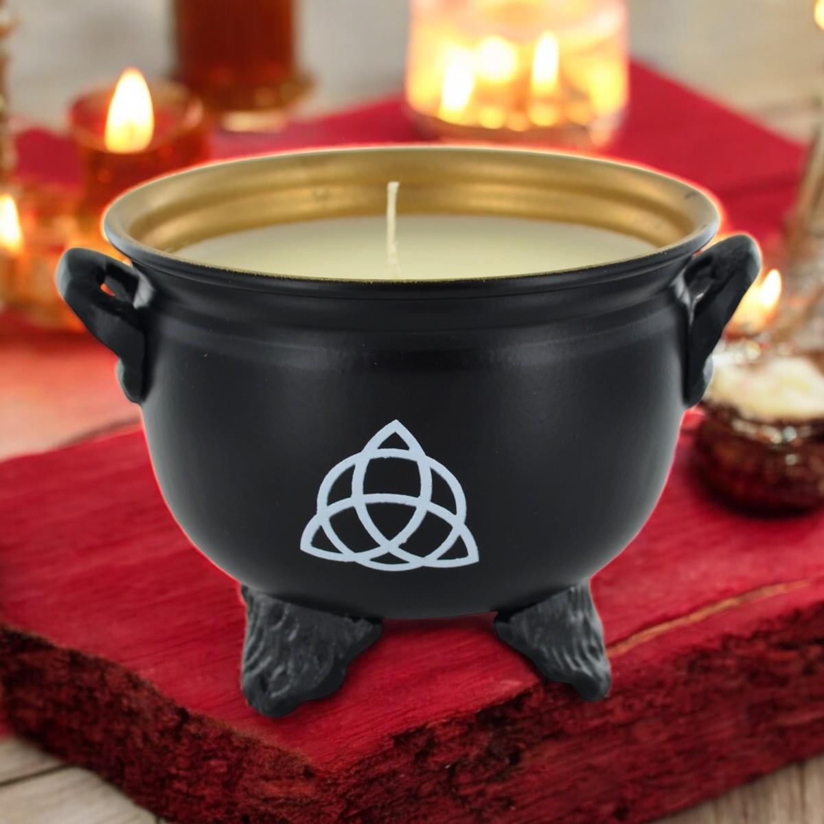 Mystical Triquetra Cauldron Soy Candle Wiccan Altar Decor | Spiritual Energy & Clean Burn Ritual Candle