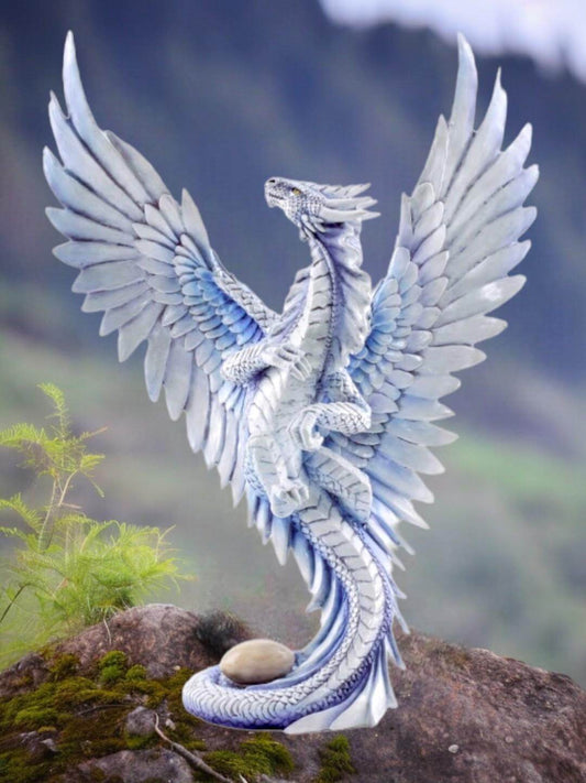 Majestic White Dragon Sculpture by Anne Stokes | Hand-Painted Gothic Fantasy Art | 31.5 cm x 21.5 cm Collectible | High-Quality Resin Figurine | Perfect Gift Boxed-Osiris Craftworks