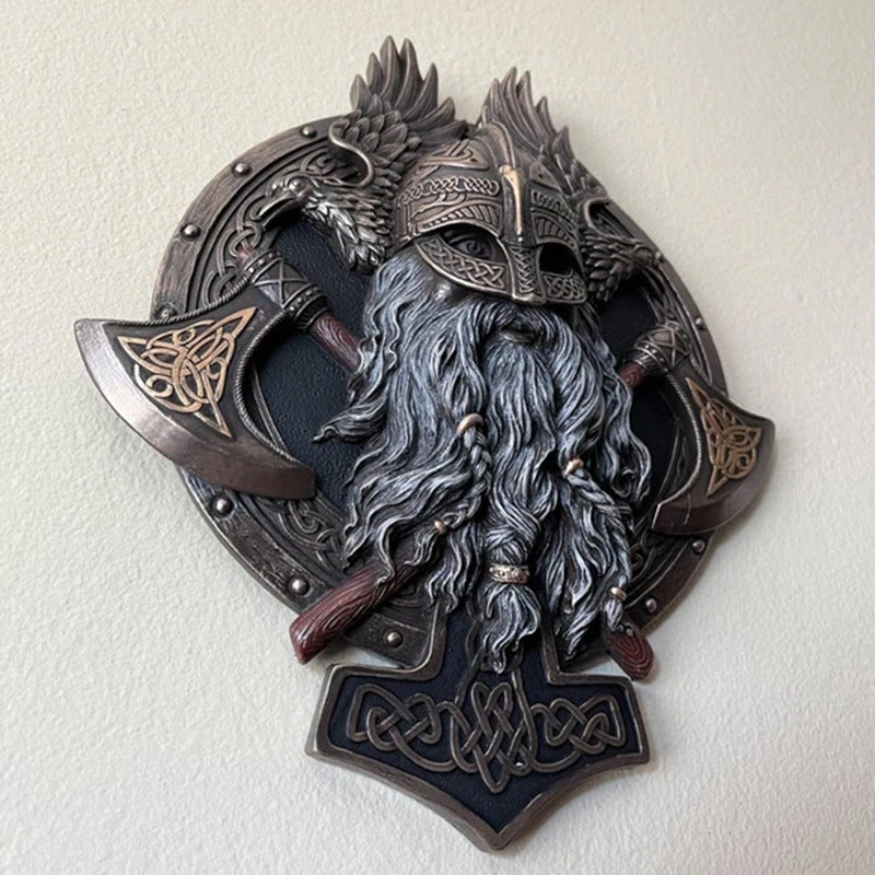 Fashion Viking Berserker Double Axe Wall Decoration Plaque Resin Pendant Crafts