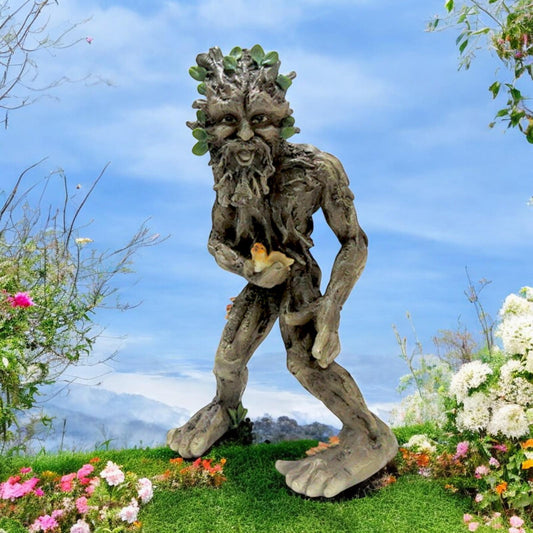 Green Man Tree Spirit Garden Ornament – 30cm Resin Outdoor Decor, Mystical Nature Sculpture