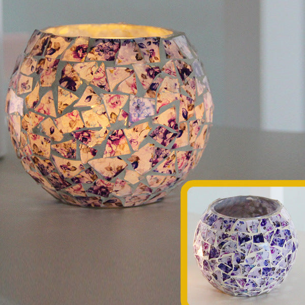 Mosaic glass candle holder