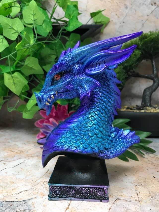 Blue Dragon Guardian on Stand Sculpture Statue Ornament Dragons Collection 16.5 cm