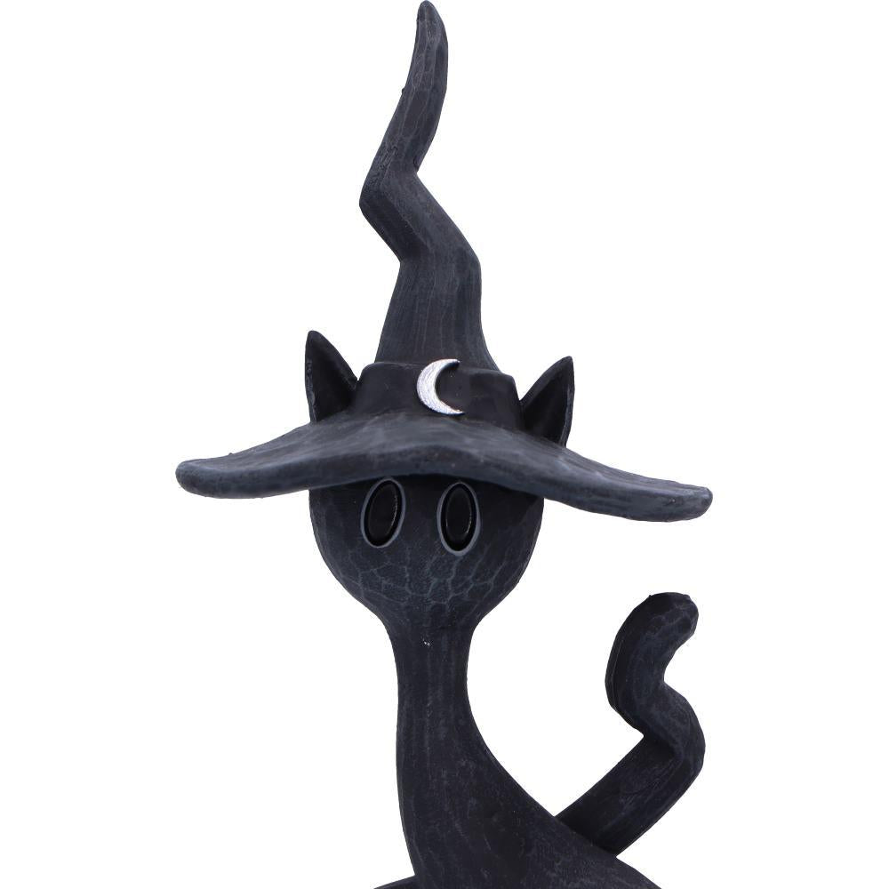 Gothic Witch Cat Ornament Crescent Moon & Star Decor Spooky Wiccan Figurine