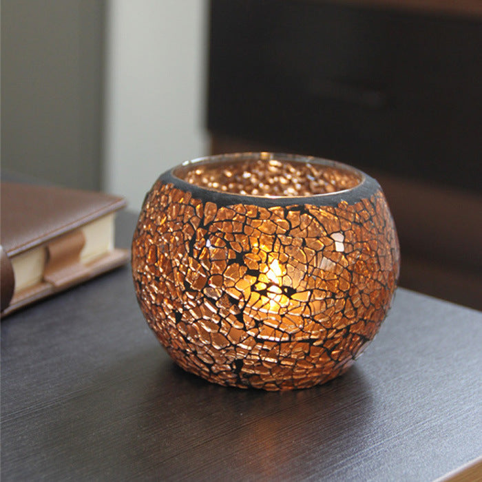 Mosaic glass candle holder