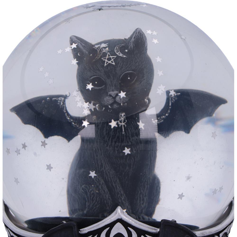 Gothic Malpuss Snow Globe Cult Cuties Winged Cat Figurine Witchy Occult Decor