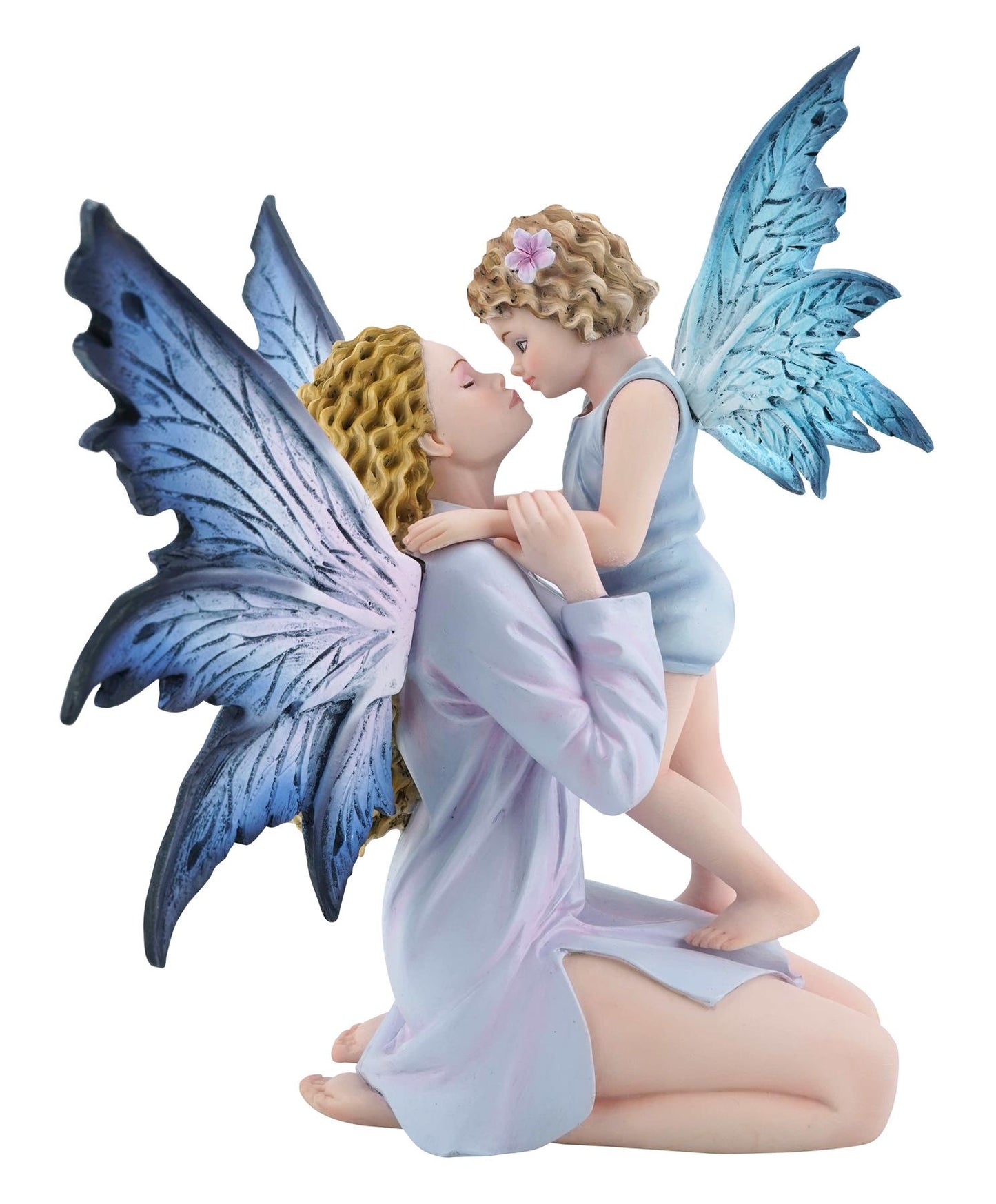 Fantasy Fairy Figurine Mother and Child Resin Collectible Angel Wings Decor 25.5cm