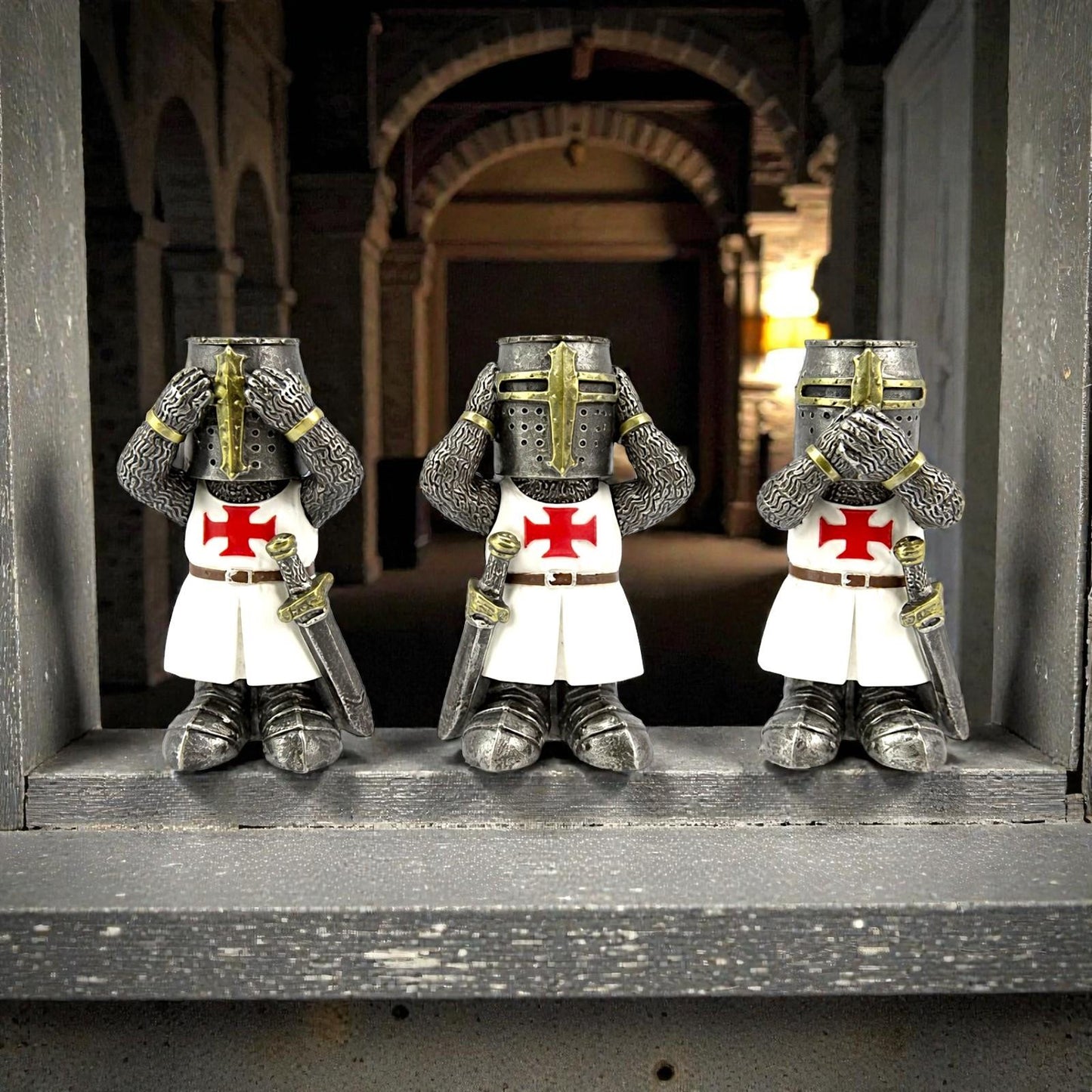 Templar Knight Three Wise Warriors Medieval Gothic Crusader Ornament Set