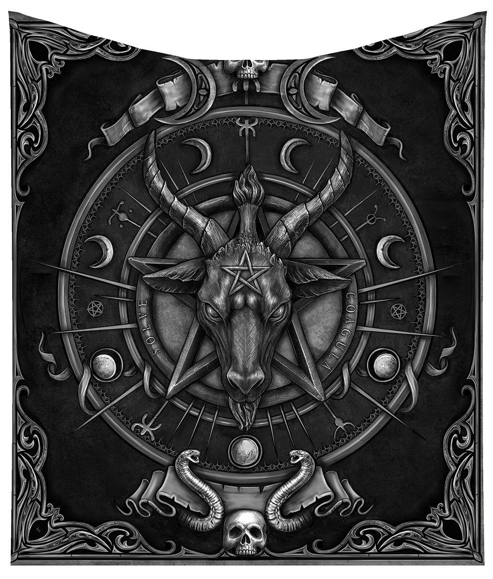 Baphomet Throw Blanket Occult Gothic Home Decor Black Sabbatical Goat Tapestry