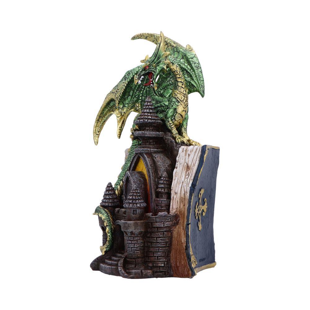 Gothic Mystical Dragon Perched on Castle with Book and Pentagram Fantasy Gift