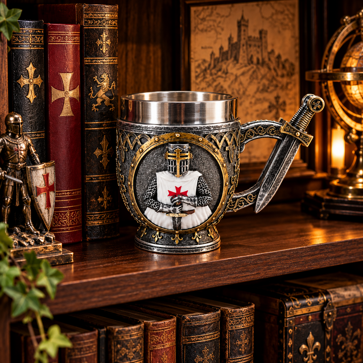 Knights Templar Tankard Medieval Crusader Knight Beer Mug Gothic Gift 15.5cm