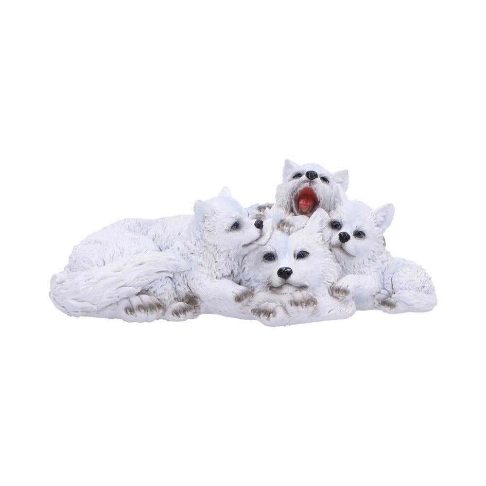 Wolf Family Figurine with Playful Pups Wildlife Decor Sculpture Animal Ornament