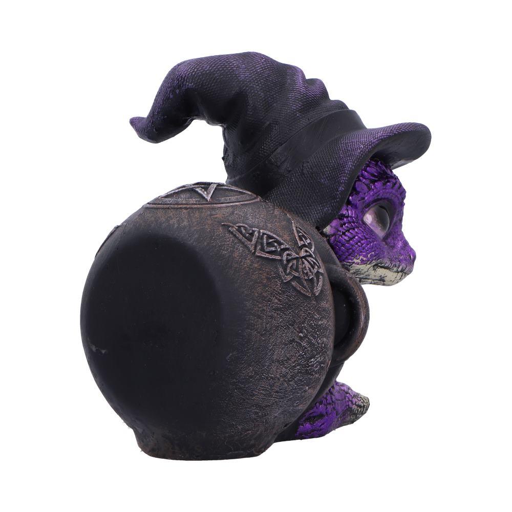 Whimsical Baby Dragon in Cauldron Gothic Witchcraft Fantasy Figurine Collectible