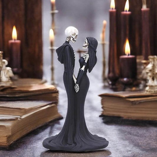 Gothic Skeleton Couple Figurine 24cm - Romantic Gothic Decor Ornament - Hand-Painted Sculpture