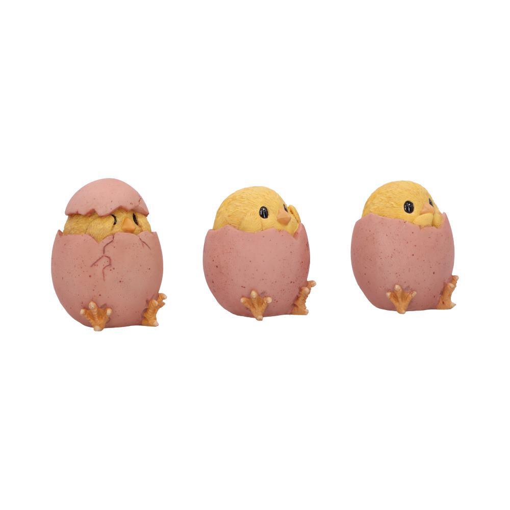 Adorable Spring Chick Set Three Wise Chickens Figurines Easter Novelty Gift Boxed