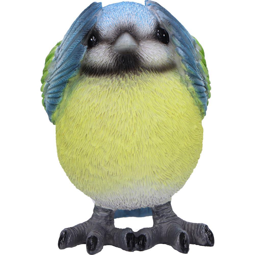 Three Wise Blue Tit Bird Figurines See No, Hear No, Speak No Evil Set Ornaments