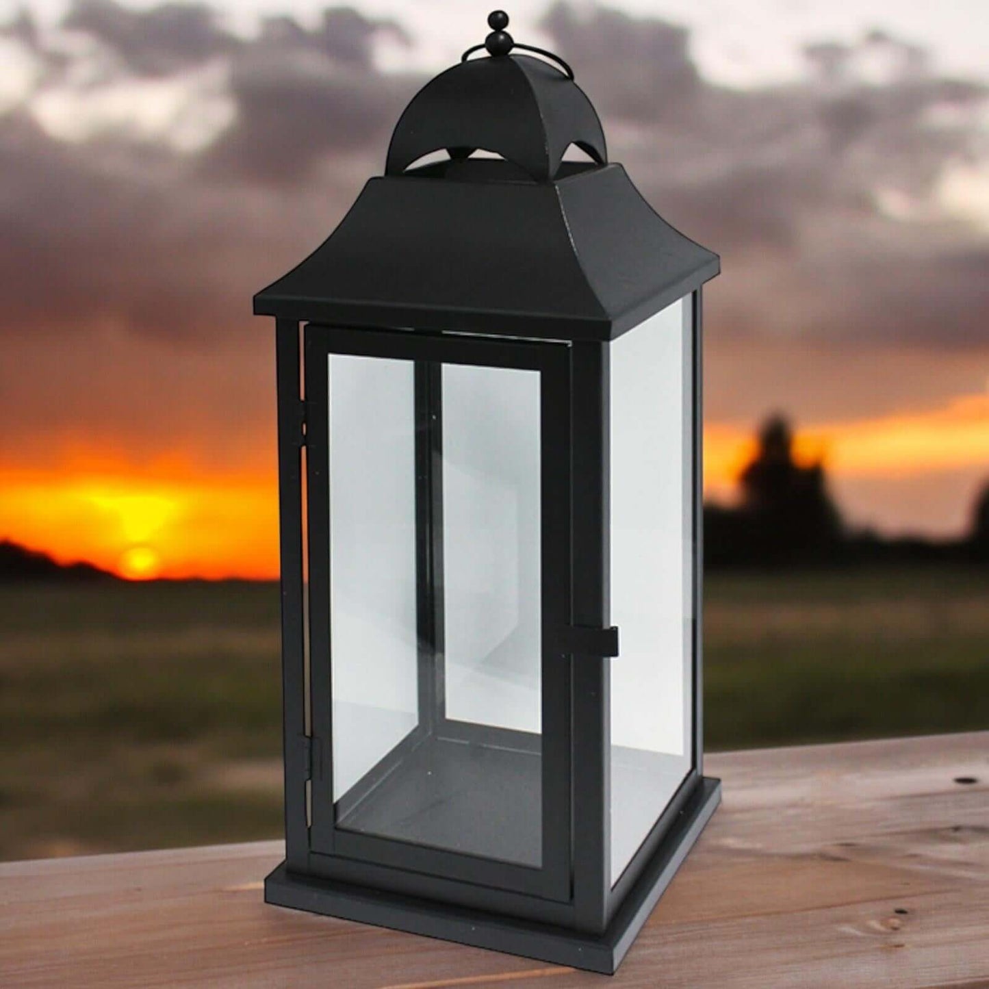 Outdoor Grave Candle Holder - 40 cm Metal and Glass Lantern - Memorial Decor-Osiris Craftworks