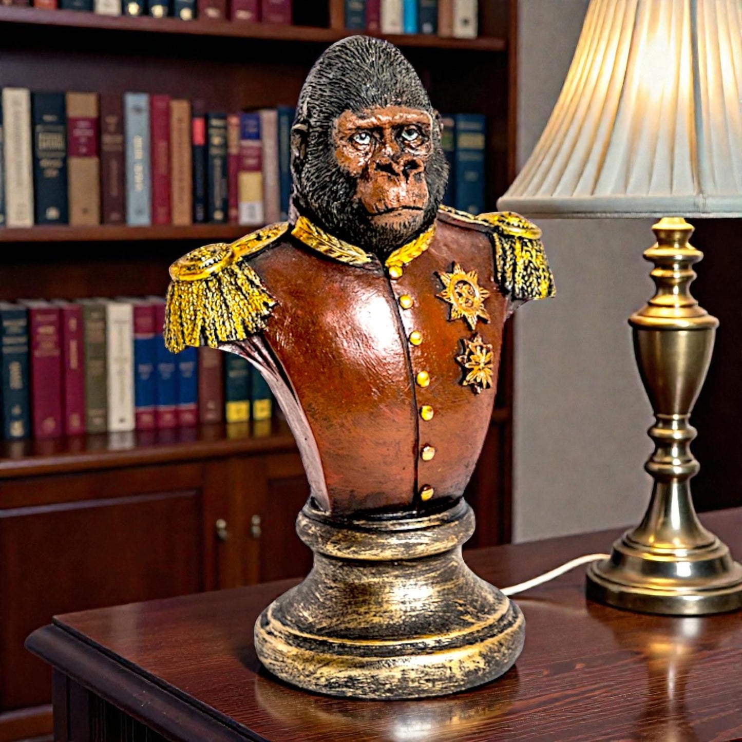 Gorilla Officer Bust Steampunk Military Animal Figure Regency Home Ornament