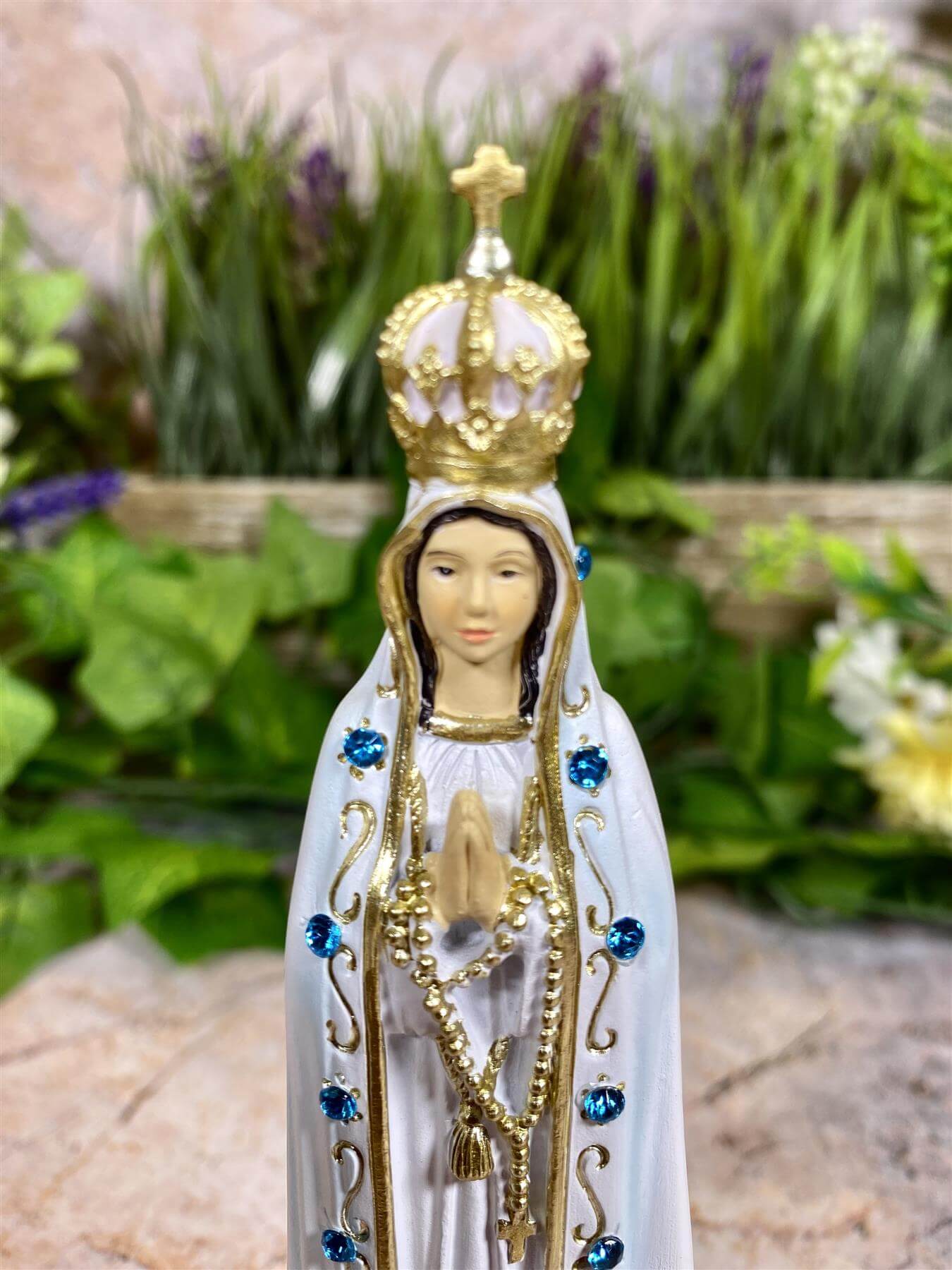 Elegant Our Lady of Fatima Resin Statue, Hand-Painted Marian Figurine, Religious Icon, Blessed Virgin Mary Sculpture, Catholic Decor-Osiris Craftworks