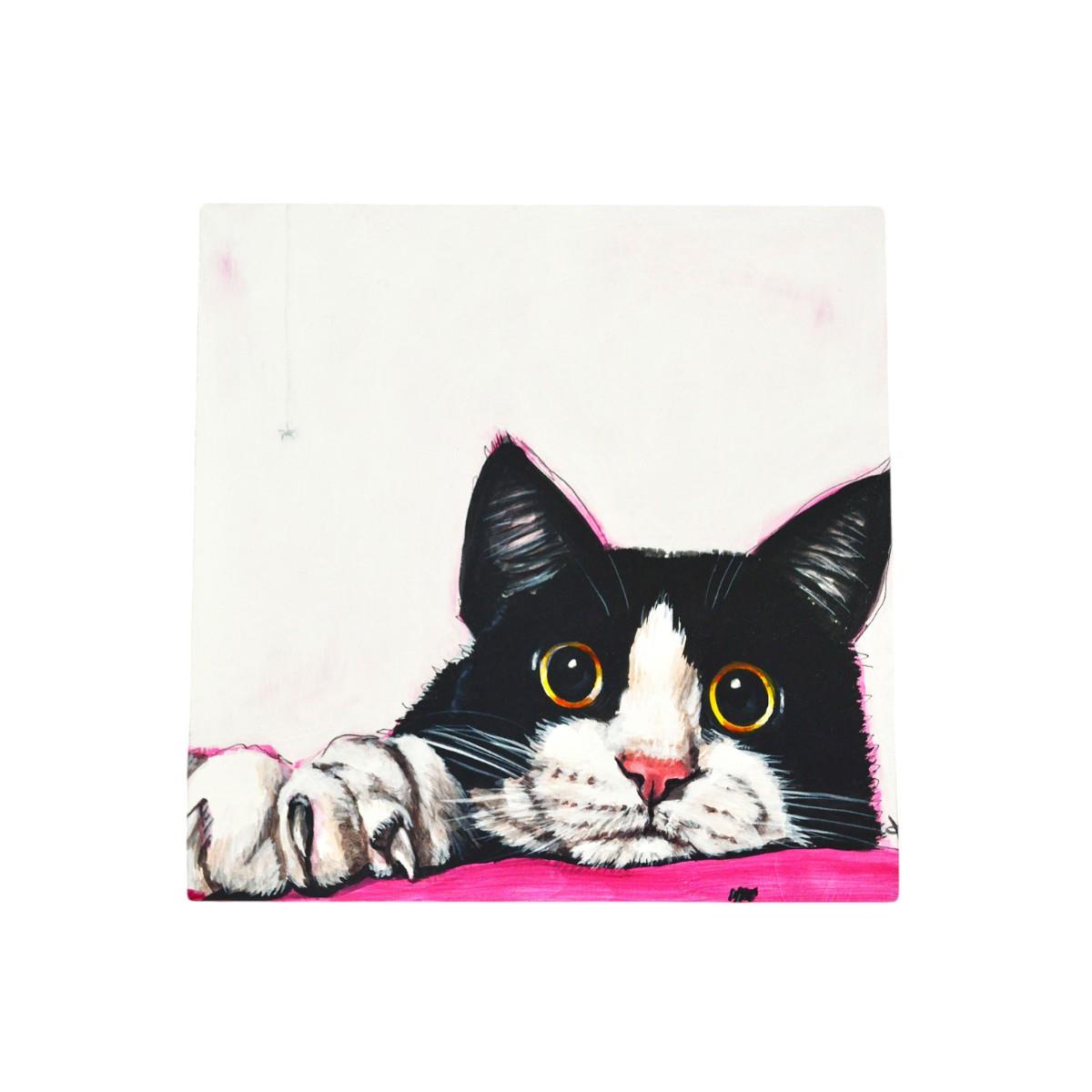 The Hypnotist Ceramic Art Tile by Victoria Coleman 20X20 cm - Ready to Hang Wall Decor - Cat Lover Gift Boxed-Osiris Craftworks