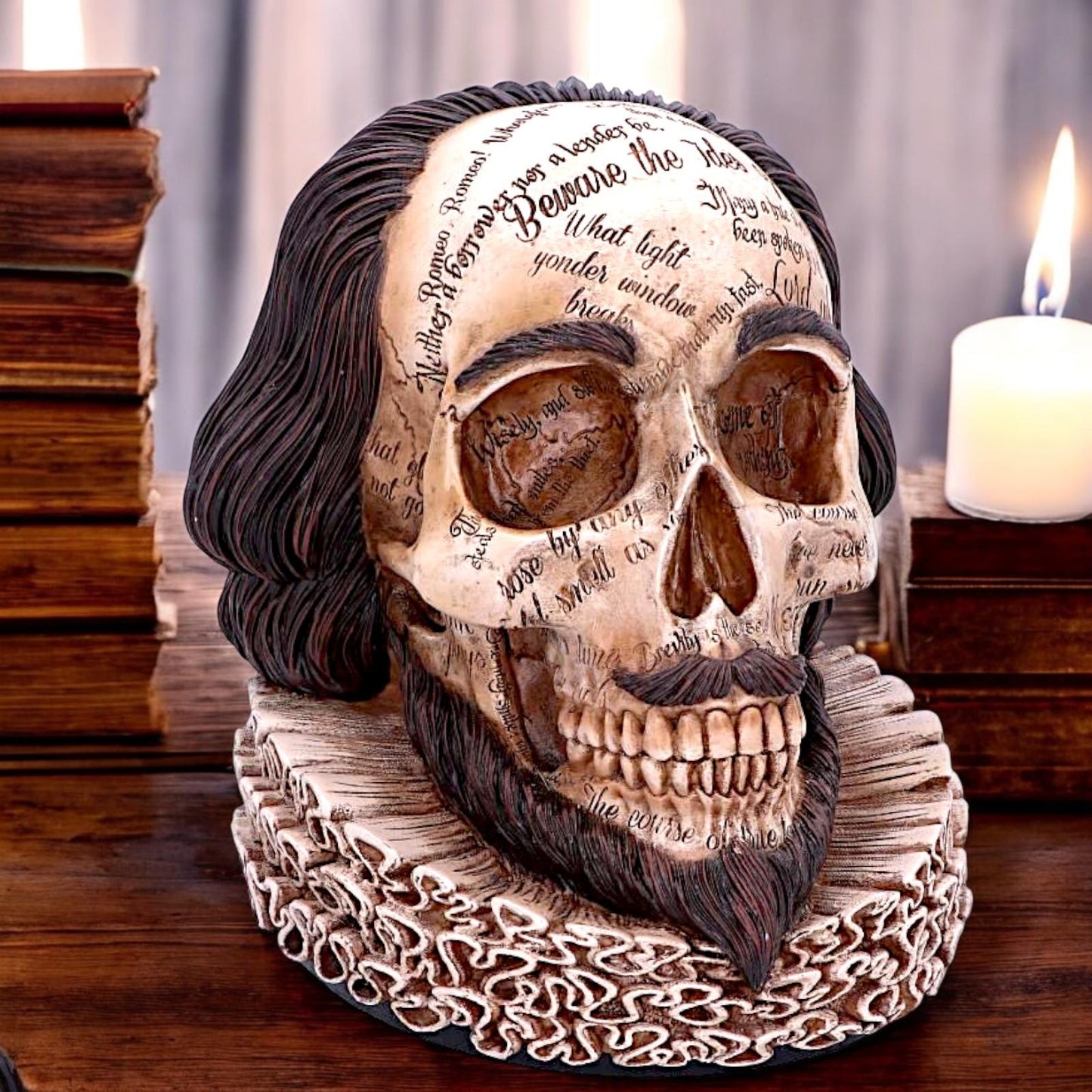 Shakespeare Skull Ornament Gothic Home Decor Figurine Unique Collectable Statue Gift