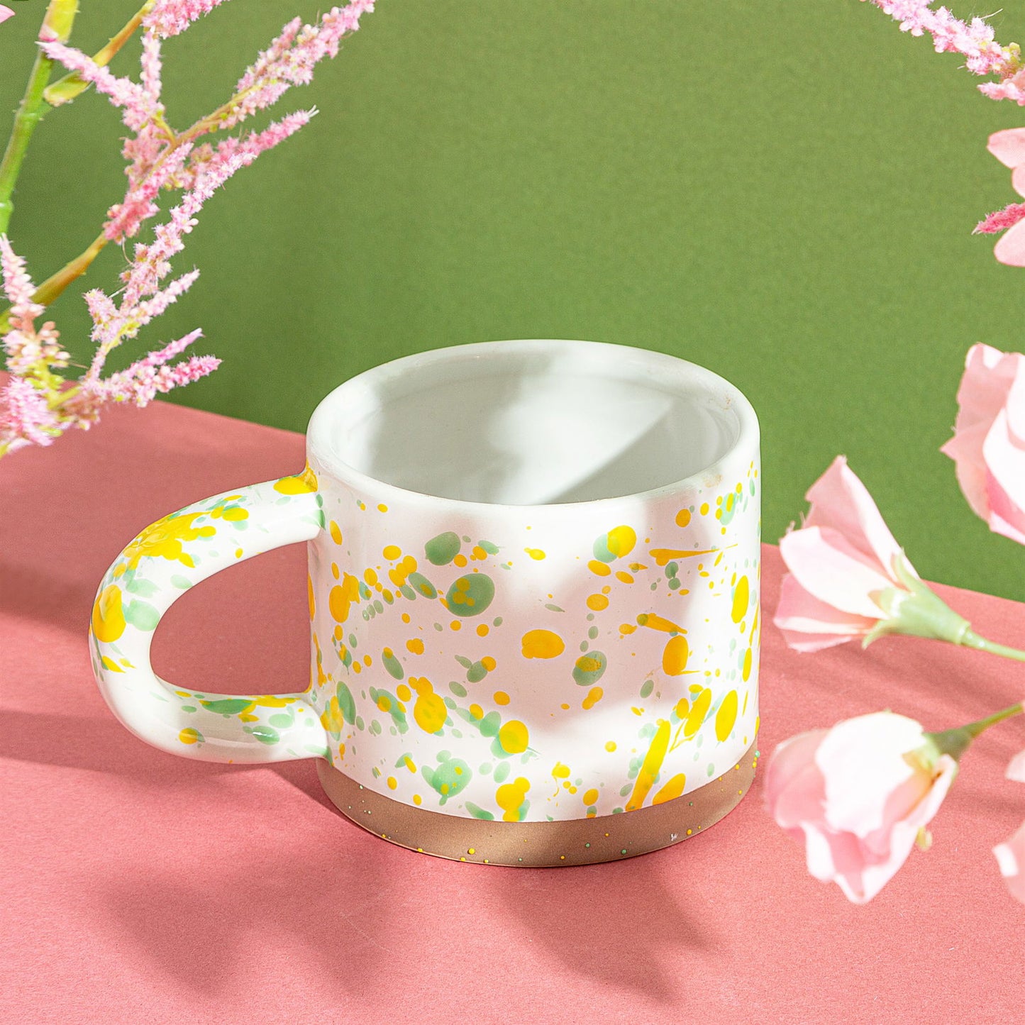 Yellow and Green Splatterware Mug