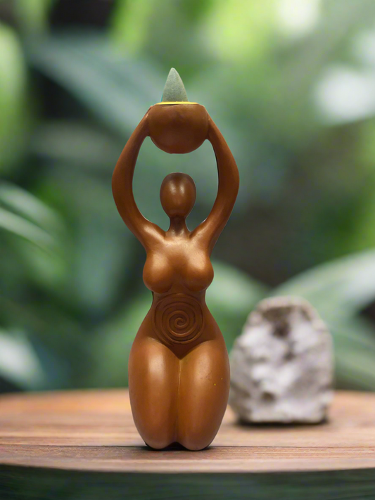 Pagan Wiccan Statue: Handcrafted Spiral Goddess Figurine for Altar and Incense Cone Burning