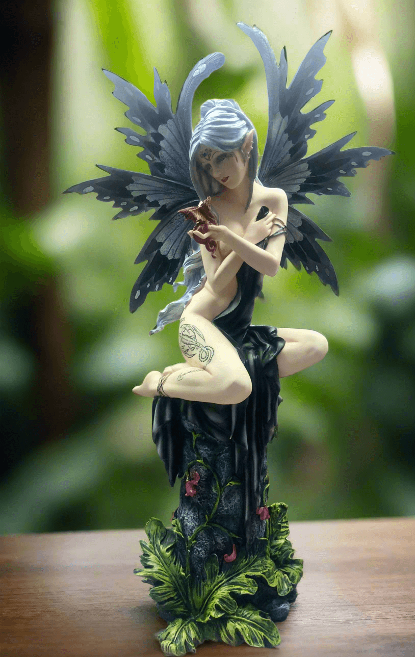 Large Fairy and Dragon Companion Sculpture Statue Mythical Creatures Figure Gift