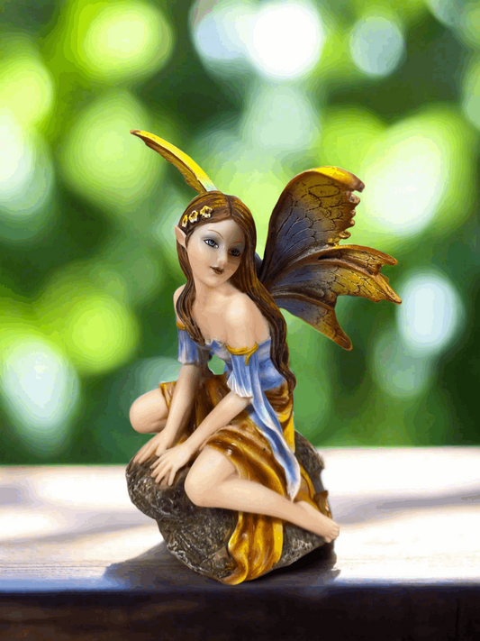 Autumn Whisper Fairy Figurine, Enchanted Forest Nymph, Rustic Decor, Mystical Faerie Statue, Woodland Fantasy Ornament, Magical Home Decor