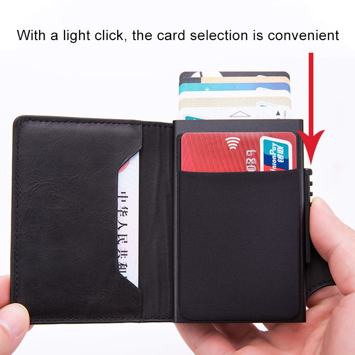 X-51 Automatically Pop-up Card Type Anti-magnetic RFID Anti-theft PU Leather Wallet with Card Slots, X-51  with Card Slots Black, X-51  with Card Slots Coffee, X-51  with Card Slots Blue, X-51  with Card Slots Apricot
