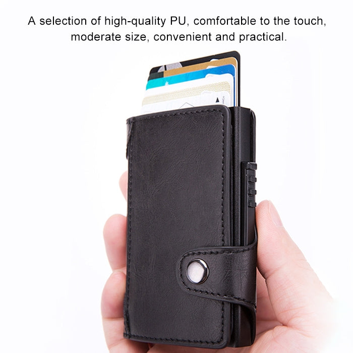 X-51 Automatically Pop-up Card Type Anti-magnetic RFID Anti-theft PU Leather Wallet with Card Slots, X-51  with Card Slots Black, X-51  with Card Slots Coffee, X-51  with Card Slots Blue, X-51  with Card Slots Apricot
