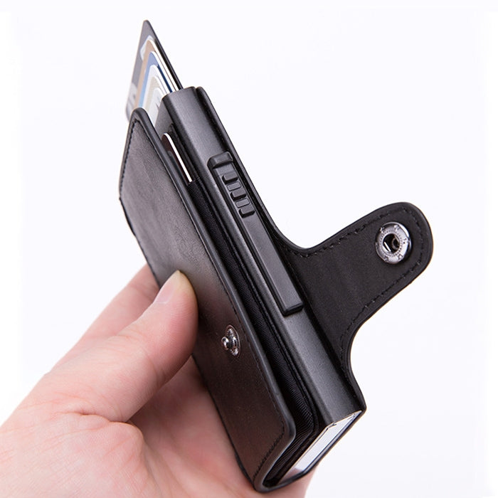 X-51 Automatically Pop-up Card Type Anti-magnetic RFID Anti-theft PU Leather Wallet with Card Slots, X-51  with Card Slots Black, X-51  with Card Slots Coffee, X-51  with Card Slots Blue, X-51  with Card Slots Apricot