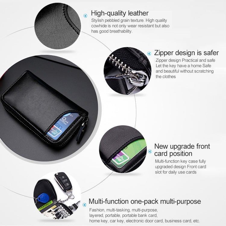 9106 Large-capacity Zipper Leather Keys Holder Bag Multi-function Wallet