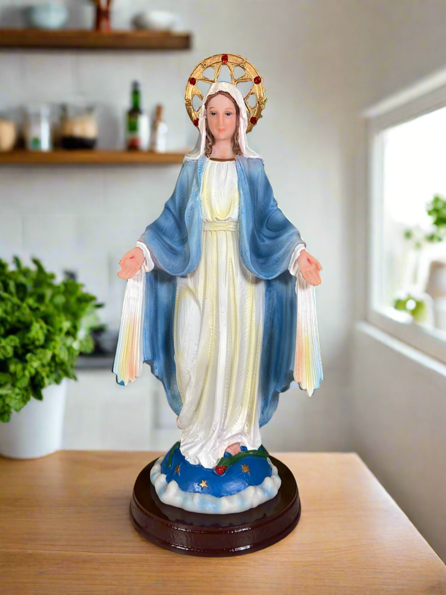 Des miracles divins vous attendent : Statue en résine de Notre-Dame du Miracle - 30 cm de haut Décoration religieuse pour la maison